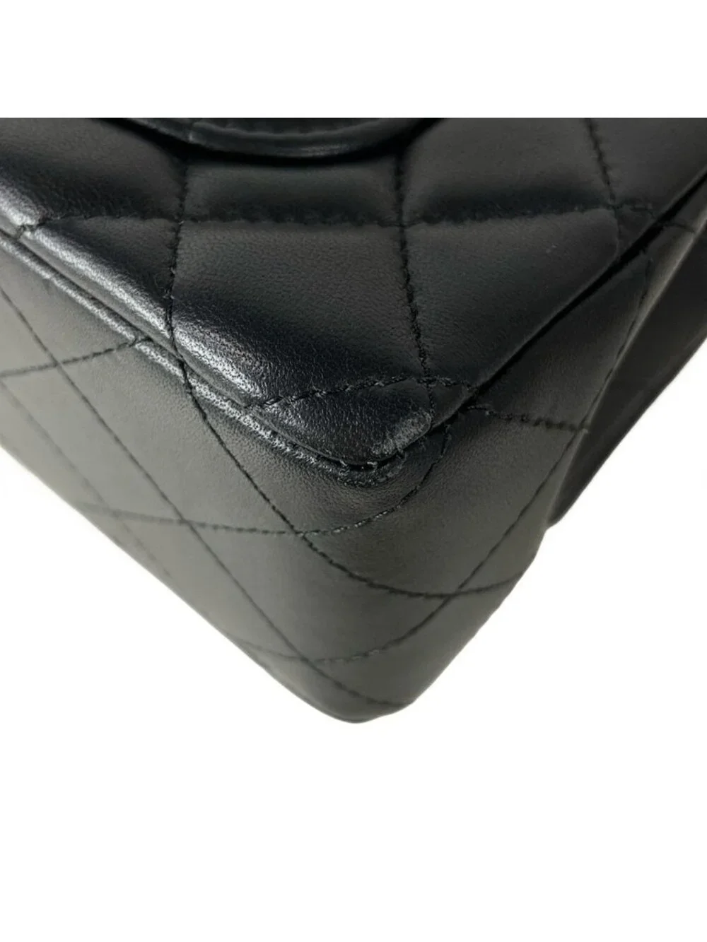 Chanel Shoulder Bag Mini Quilted Black Chain Silver Metal Lambskin
